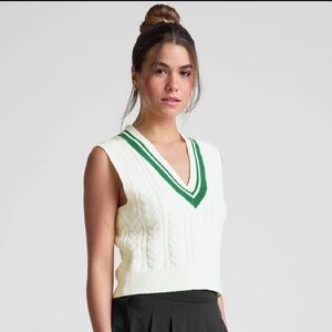 Beyond Yoga- The Cable Knit Vest-cream
